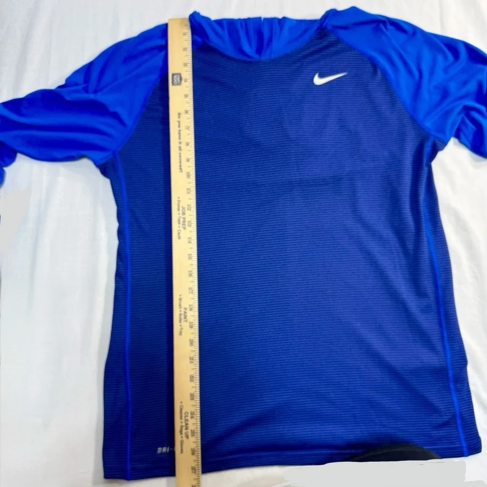 Nike Lacrosse Men's Large Dri-FIT Long Sleeve Lightweight Hoodie Tee Blue - Picture 4 of 9